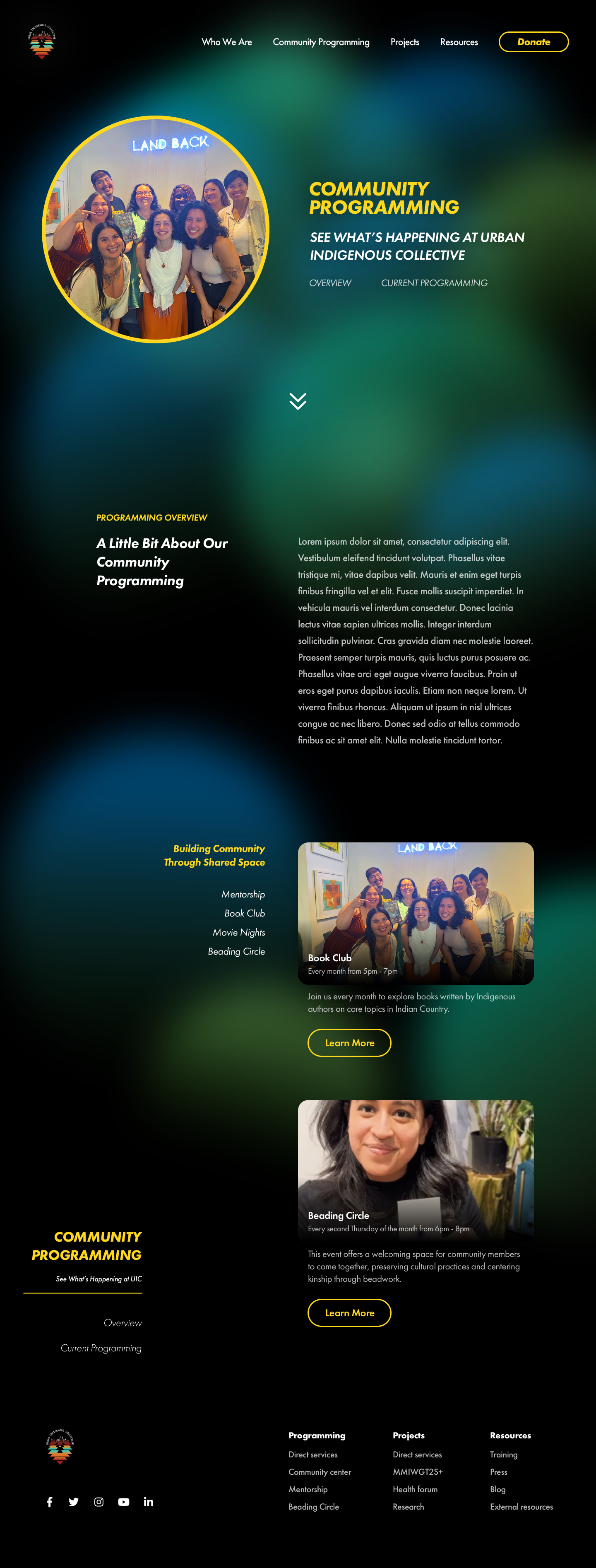 UIC website category overview page showing scalable content architecture