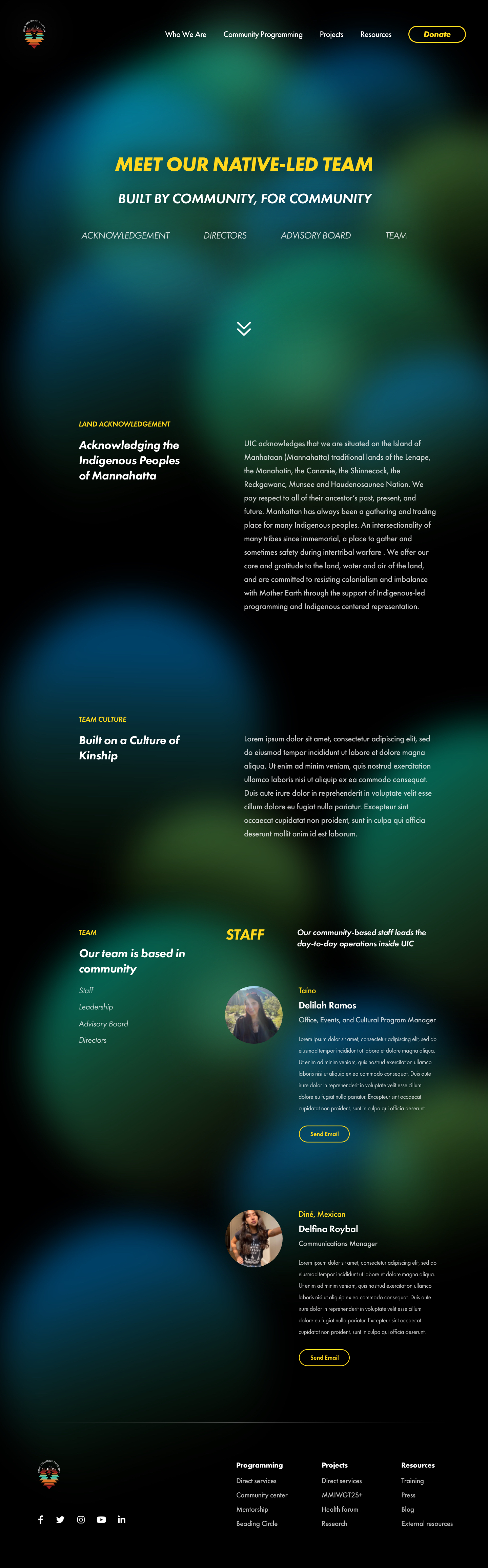 UIC website team page showing community-centered design